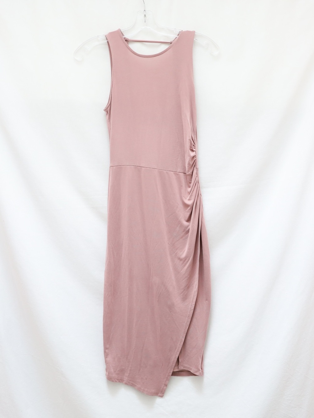 NWOT Dynamite Sleeveless Ruched Side Slit Midi Dress in Dusty Mauve XS pink